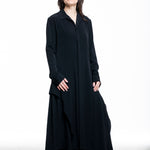 Yohji Yamamoto Damen Maxi Hemdblusenkleid asymmetrisch schwarz