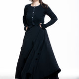 Yohji Yamamoto Damen Avantgarde Maxi-Rock schwarz
