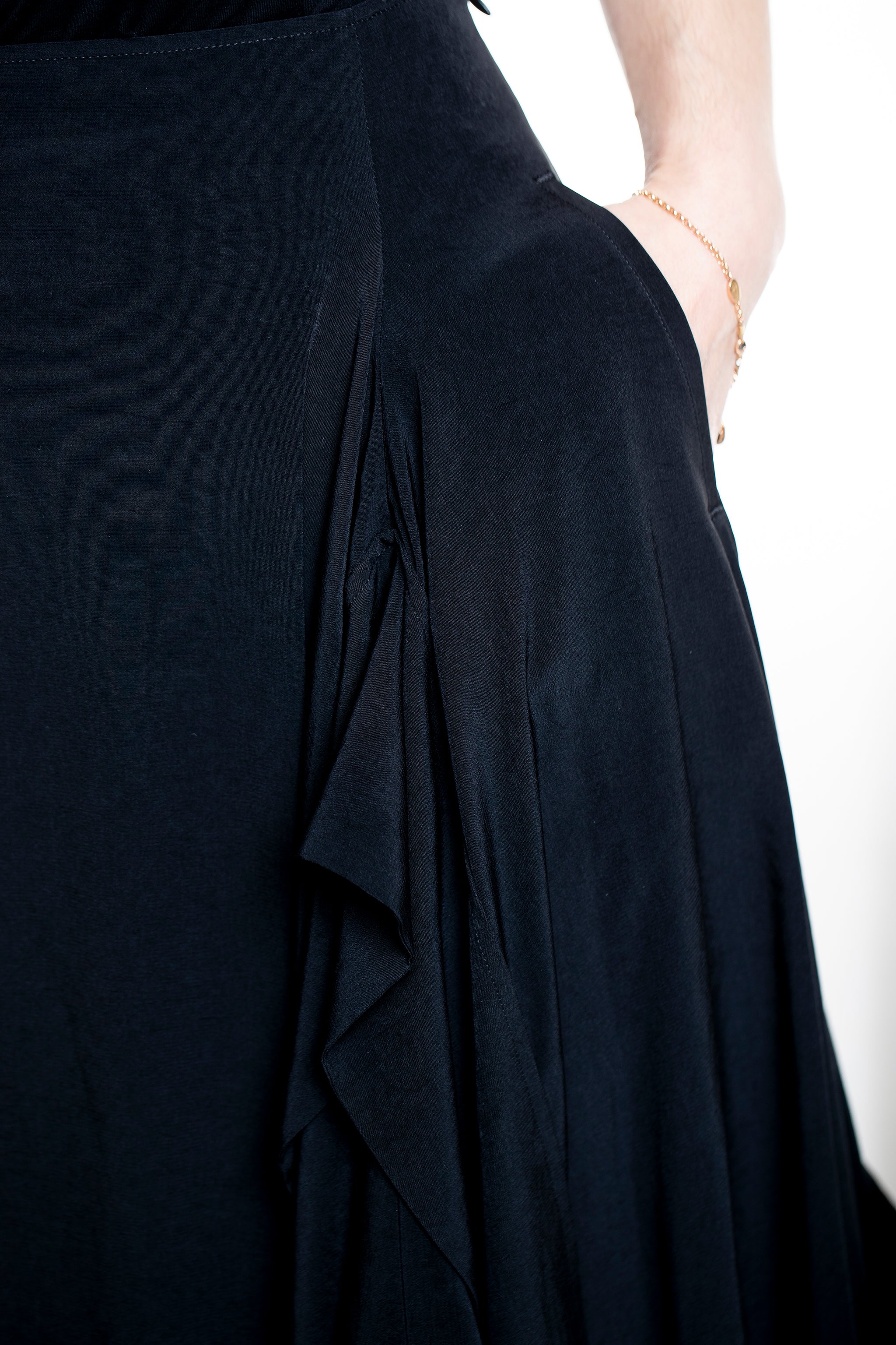 Yohji Yamamoto Damen Avantgarde Maxi-Rock schwarz - Detail