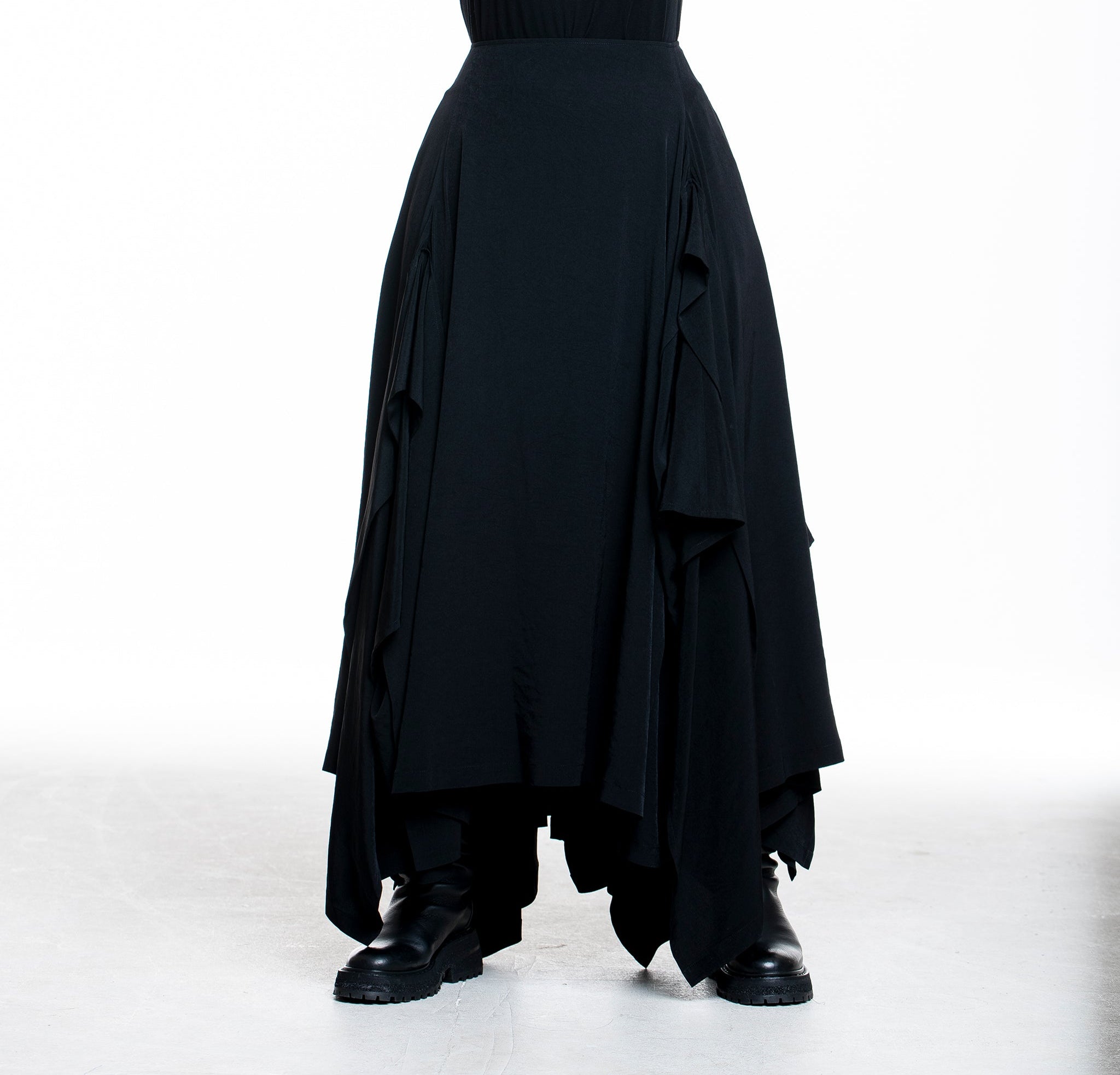 Yohji Yamamoto Damen Avantgarde Maxi-Rock schwarz