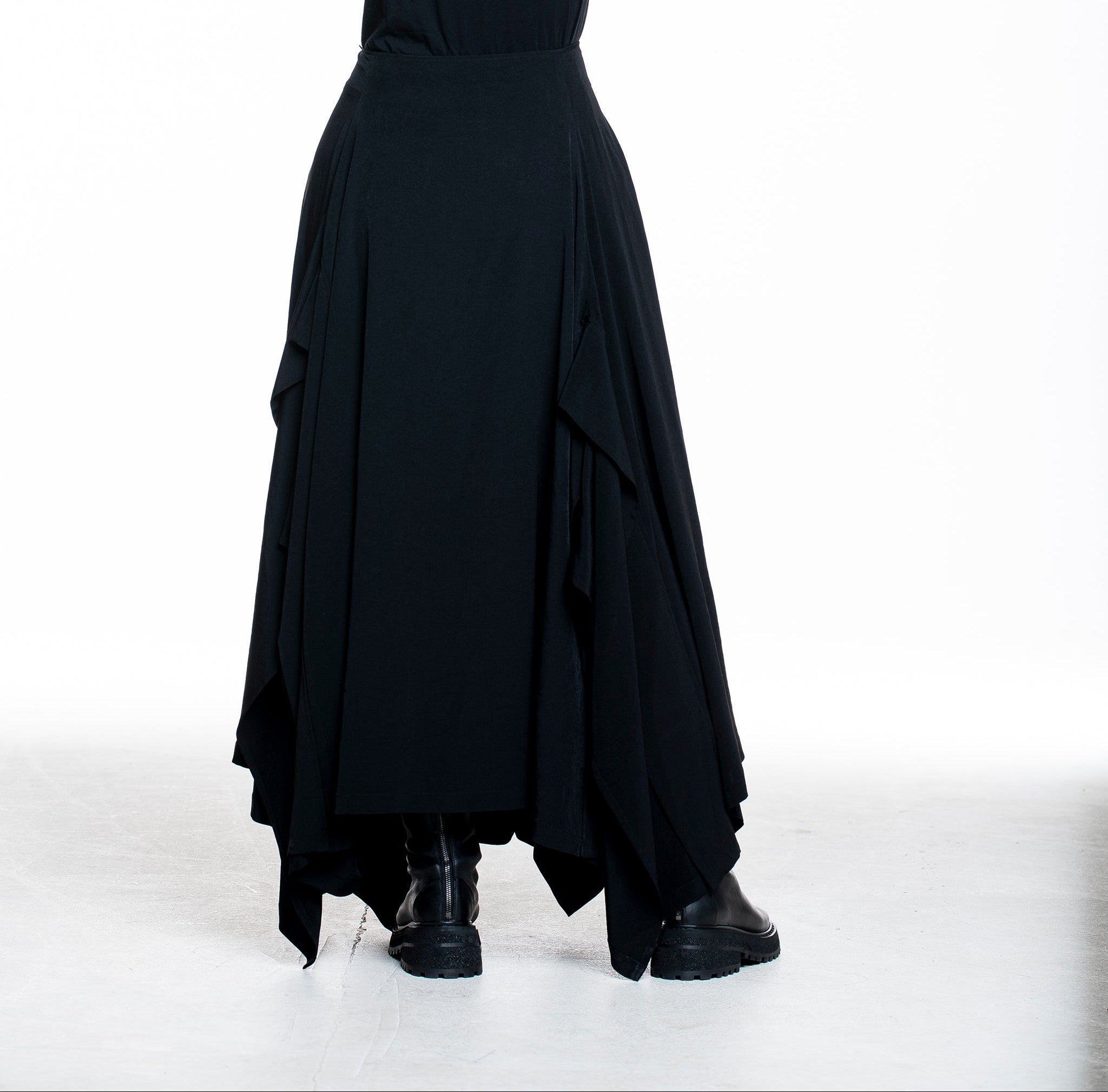 Yohji Yamamoto Damen Avantgarde Maxi-Rock schwarz - Rückansicht