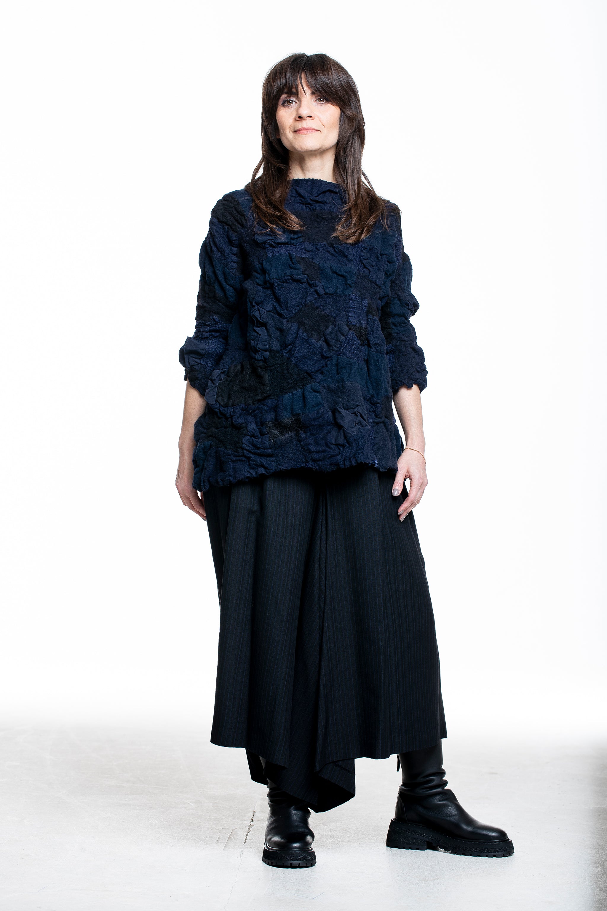 Daniela Gregis Damen Oversized Shirt Mosaik-Effekt dunkelblau