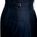 Y's Yohji Yamamoto Damen Hosenrock Asymmetrisch gestreift schwarz Detail Seitlich Bund