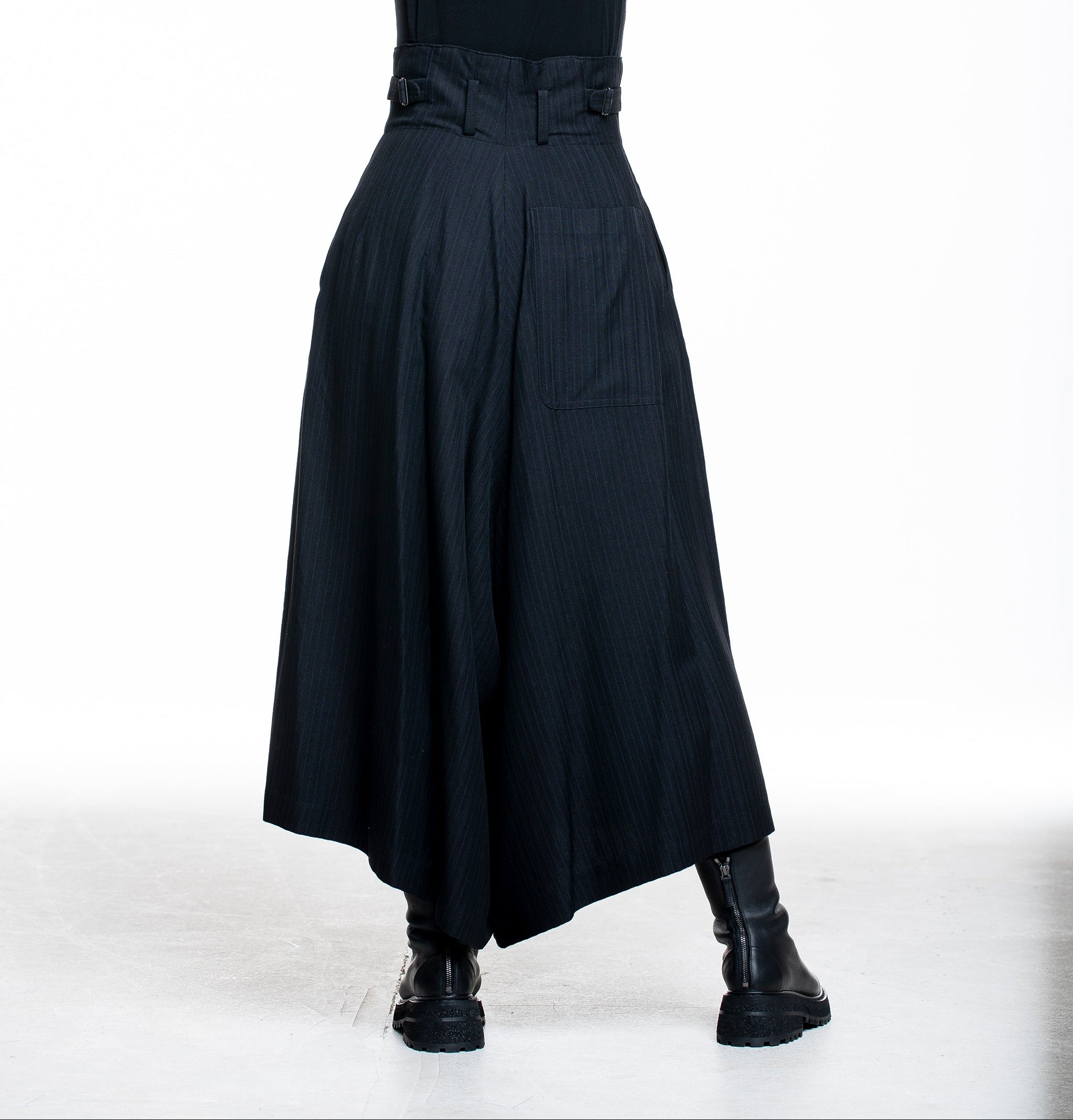 Y's Yohji Yamamoto Damen Hosenrock Asymmetrisch schwarz - Rückansicht