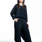 Issey Miyake Damen Langarmshirt SUEDE LIKE PUFF PLEATS schwarz