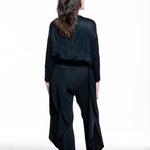 Issey Miyake Damen Langarmshirt SUEDE LIKE PUFF PLEATS schwarz - Rückenansicht