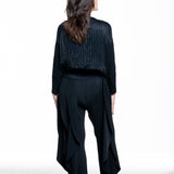 Issey Miyake Damen Langarmshirt SUEDE LIKE PUFF PLEATS schwarz - Rückenansicht