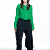 Issey Miyake Damen Cardigan SHIFTED FUZZY PLEATS grün