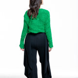 Issey Miyake Damen Cardigan SHIFTED FUZZY PLEATS grün - Rückansicht