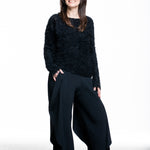 Issey Miyake Damen SHIFTED FUZZY PLEATS Pullover schwarz