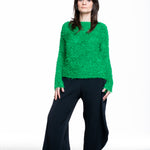 Issey Miyake Damen SHIFTED FUZZY PLEATS Pullover grün