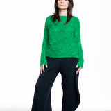 Issey Miyake Damen SHIFTED FUZZY PLEATS Pullover grün