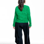 Issey Miyake Damen SHIFTED FUZZY PLEATS Pullover grün - Rückansicht