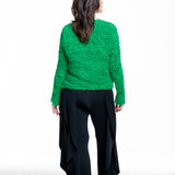 Issey Miyake Damen SHIFTED FUZZY PLEATS Pullover grün - Rückansicht