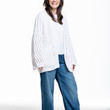 Iris von Arnim Damen Kaschmir Baumwolle Handstrick Cardigan off white