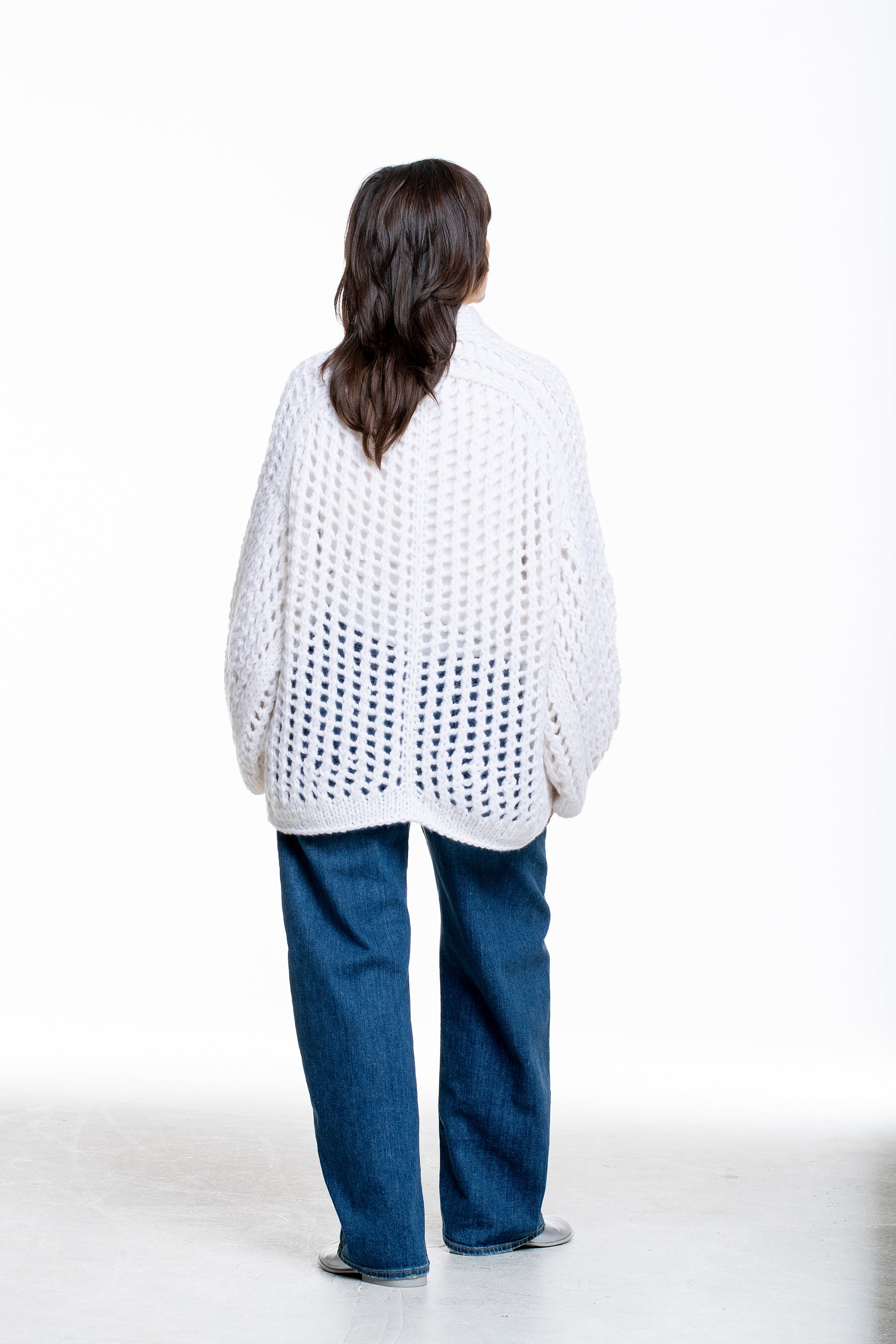 Iris von Arnim Damen Kaschmir Baumwolle Handstrick Cardigan off white - Rückansicht