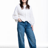 Iris von Arnim Damen Kaschmir Baumwolle Handstrick Cardigan off white