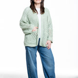 Iris von Arnim Damen Kaschmir Baumwolle Handstrick Cardigan pistazie