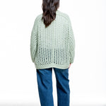 Iris von Arnim Damen Kaschmir Baumwolle Handstrick Cardigan pistazie - Rückansicht