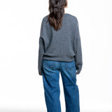 Iris von Arnim Damen Kaschmir Seide V-Neck Pullover anthrazit