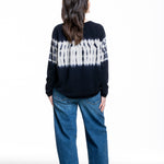 Suzusan Damen Kaschmir Pullover schwarz hellgrau - Rückansicht