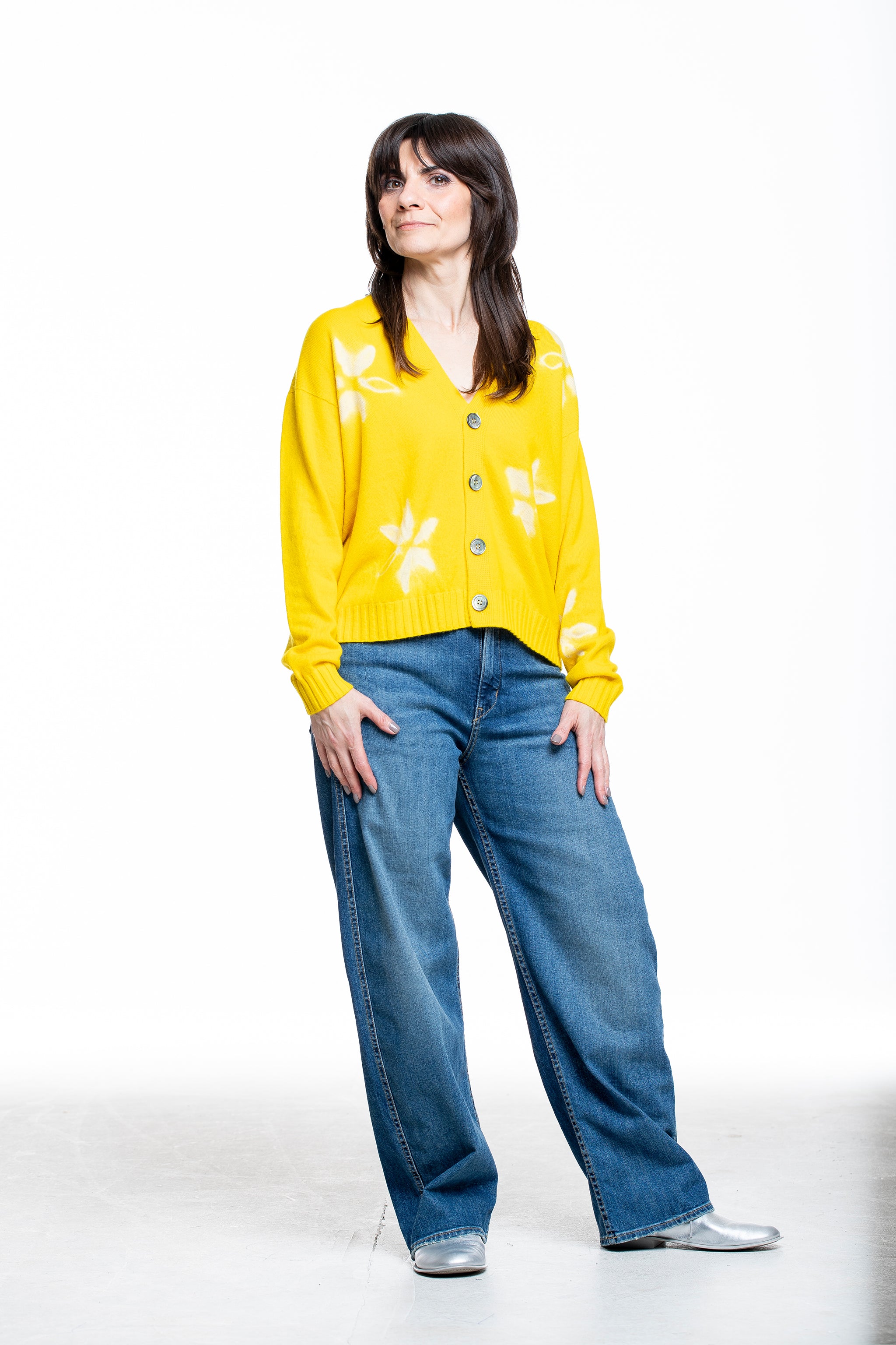 Suzusan Damen Kaschmir Cardigan sonnengelb