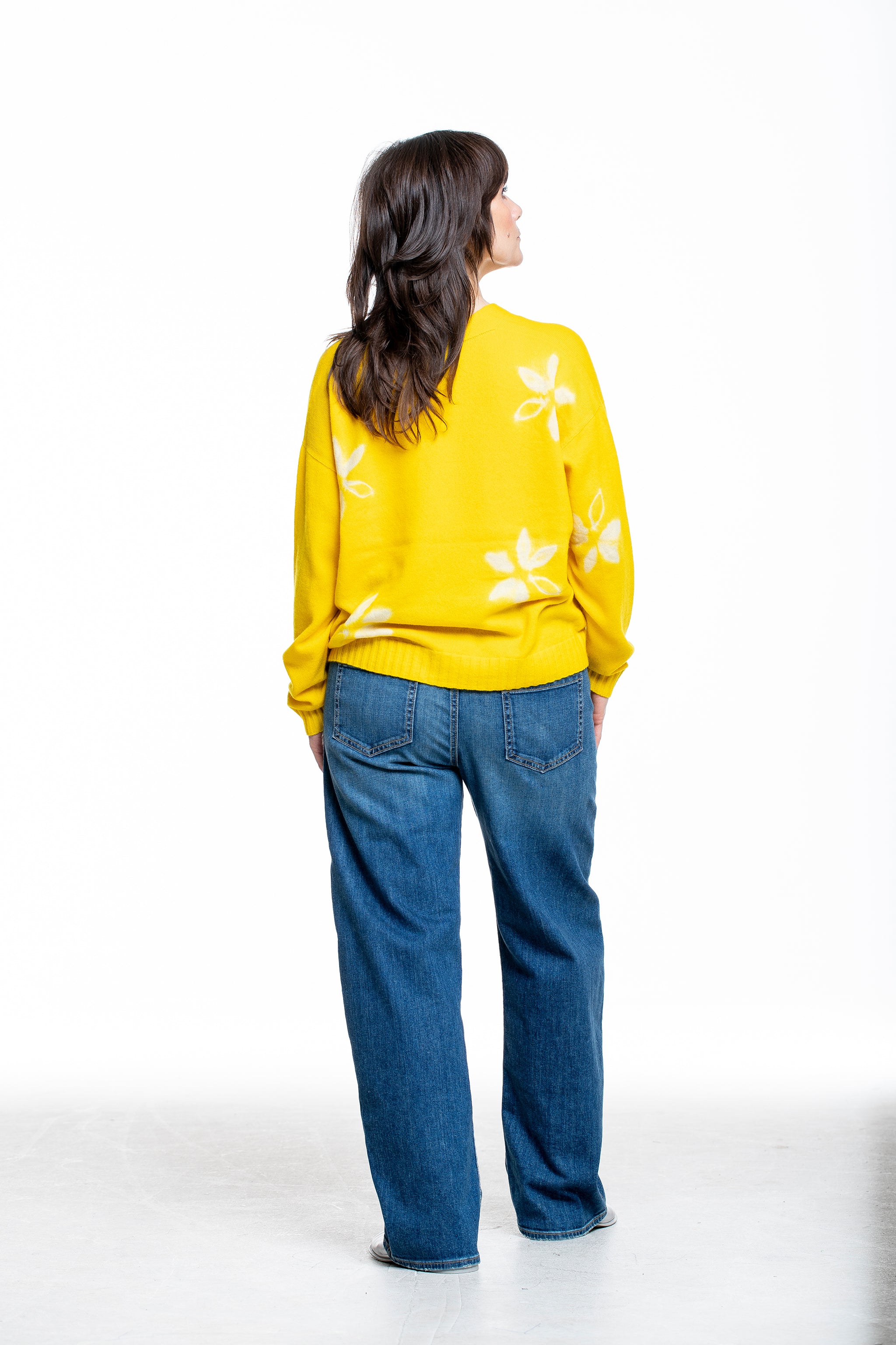 Suzusan Damen Kaschmir Cardigan sonnengelb - Rückanscht