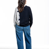 Suzusan Damen Kaschmir Cardigan schwarz hellgrau - Rückansicht