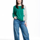 Suzusan Damen Kaschmir Pullover grün grau