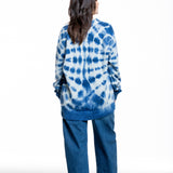 The Elder Statesman Kaschmir Strickjacke Batik blau-weiß - Rückansicht