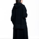 Yohji Yamamoto Damen Woll Hoodie Jacke schwarz
