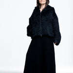 Isabel Benenato Damen Mohair-Alpaka Jacke mit Kapuze schwarz