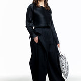 Issey Miyake Damen Plissee Jacke Kurz schwarz