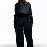 Issey Miyake Damen Plissee Jacke Kurz schwarz