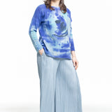 F Cashmere Damen Oversized Pullover Bruco 1 blau mit Print