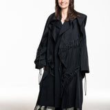 Yohji Yamamoto Damen Mantel mit Kordeln schwarz