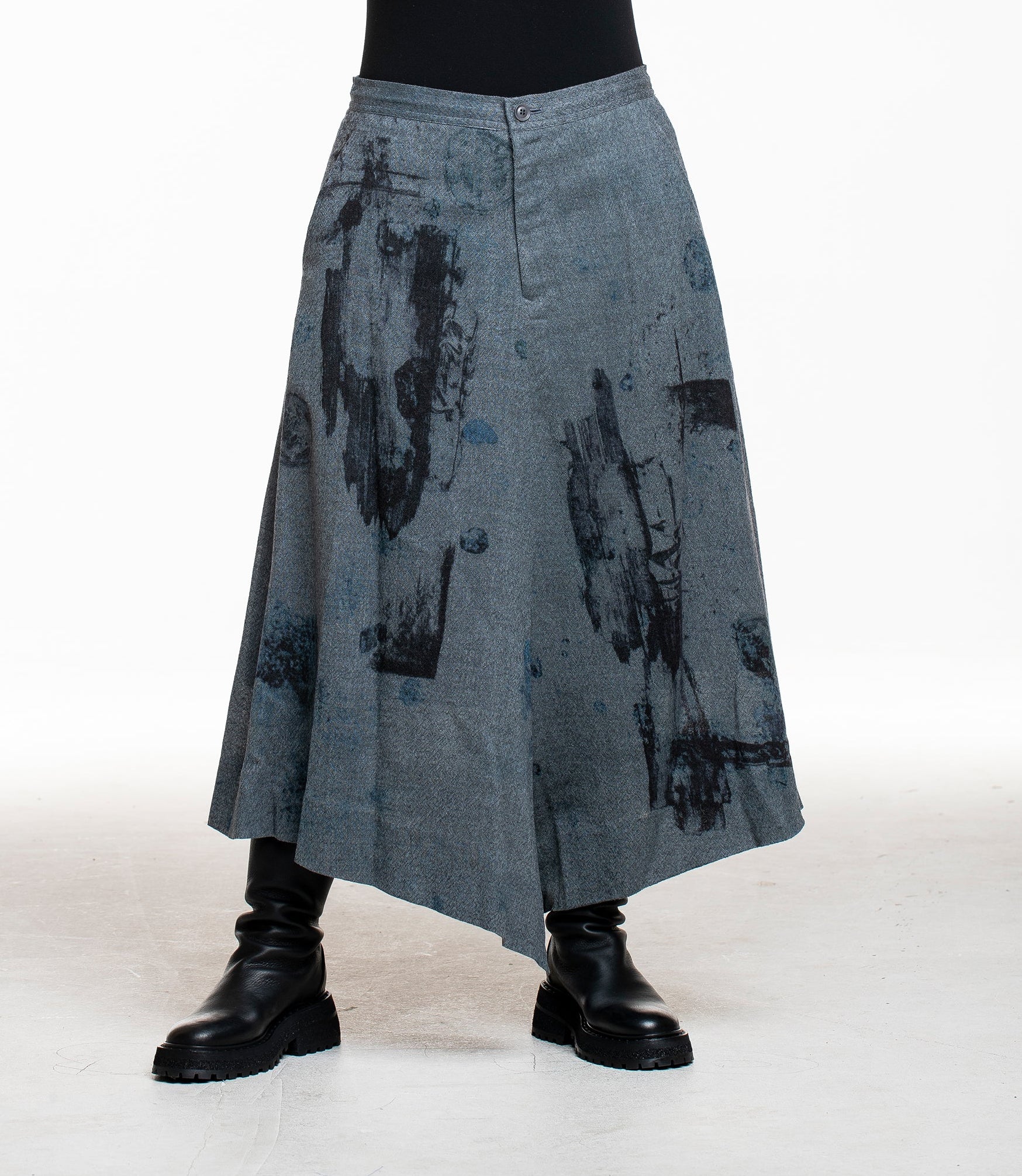Y’s Yohji Yamamoto Hosenrock, grau, Print
