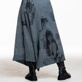 Y’s Yohji Yamamoto Hosenrock, grau, Print – Bewegung