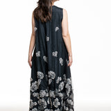 Marc Le Bihan ladies lace dress hand embroidered silk long black and white