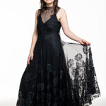 Marc Le Bihan Damen Seiden-Kleid mit Tüll und Spitze schwarz Detail Spitze