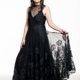 Marc Le Bihan Damen Seiden-Kleid mit Tüll und Spitze schwarz Detail Spitze