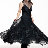 Marc Le Bihan Damen Seiden-Kleid mit Tüll und Spitze schwarz in Bewegung