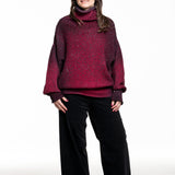 Avant Toi Damen Knit Pullover weinrot mit Strassapplikationen – Vorderansicht