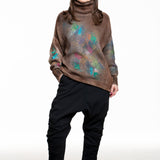 Avant Toi Damen Rollkragenpullover bestickt braun