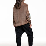 Avant Toi Damen Rollkragenpullover bestickt braun