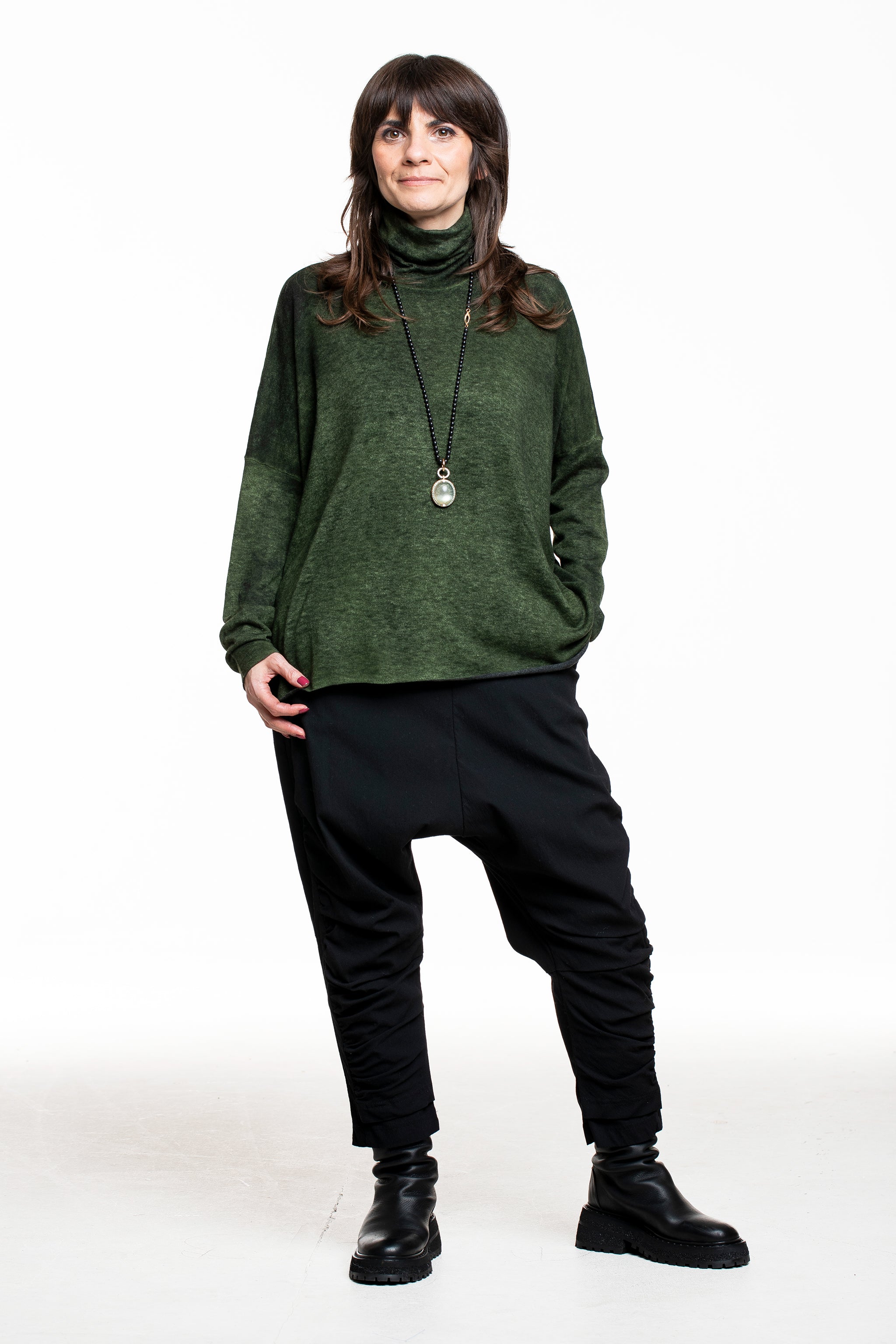 Avant Toi Damen Cashmere Rollkragenpullover grün