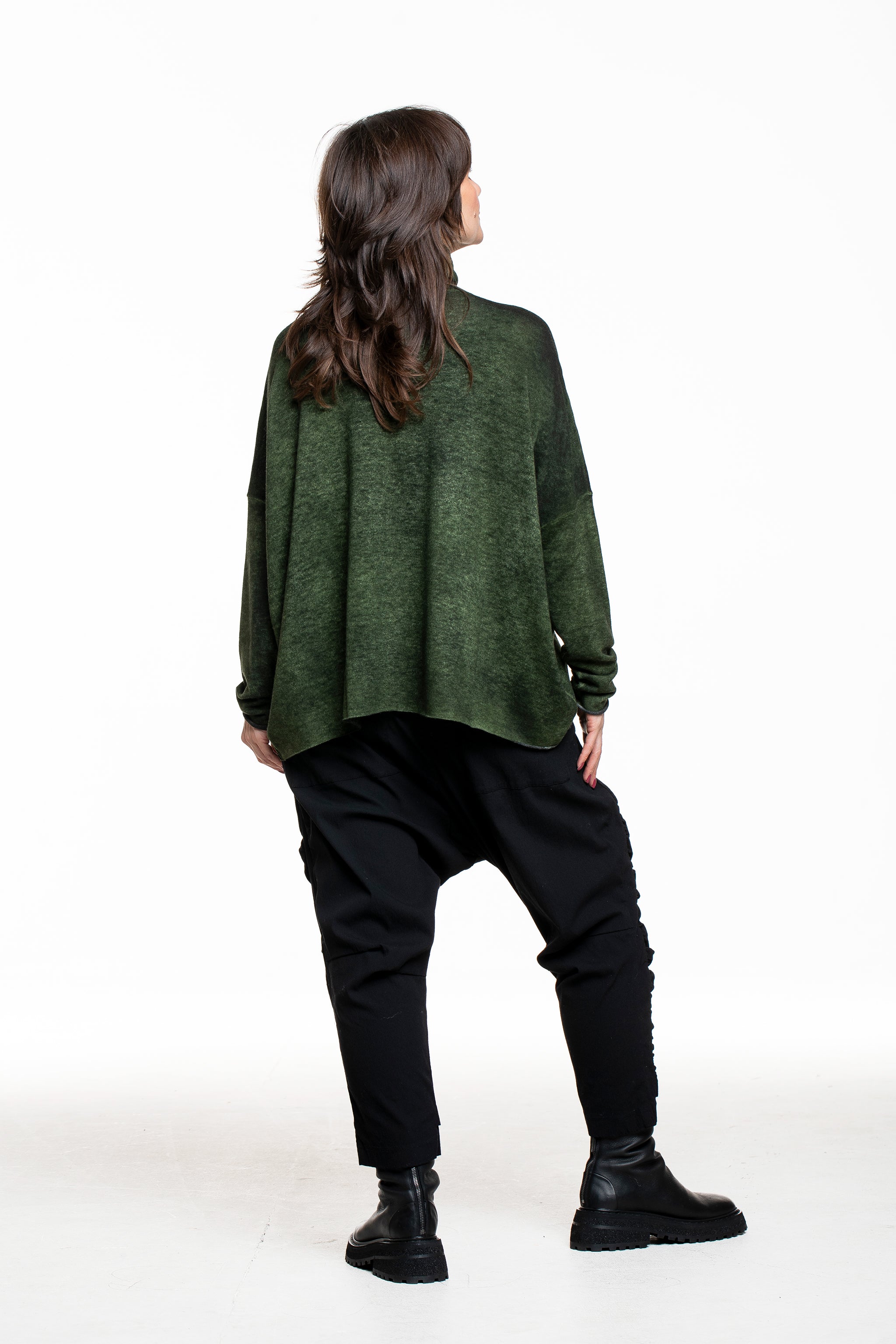 Avant Toi Damen Cashmere Rollkragenpullover grün - Rückansicht