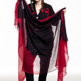Suzusan Feather Weight Kaschmir Schal schwarz‑rot