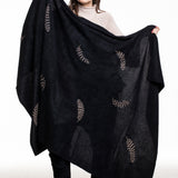 Suzusan Kaschmir Strick Tuch Feather schwarz-hellbraun