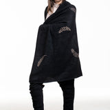 Suzusan Kaschmir Strick Tuch Feather schwarz-hellbraun